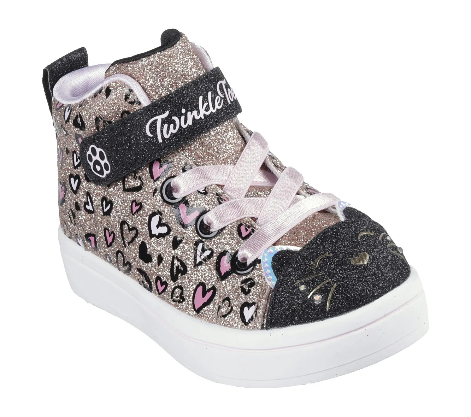 Calçado Sem Atacadores|Luzes-SKECHERS Twinkle Toes: Twi-Lites 2.0 - Kitty Cutie ROSA / DOURADO