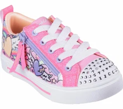 Com Atacadores|Luzes-SKECHERS Twinkle Toes: Twinkle Sparks - Flying Hearts ROSA CHOQUE / MULTICOR