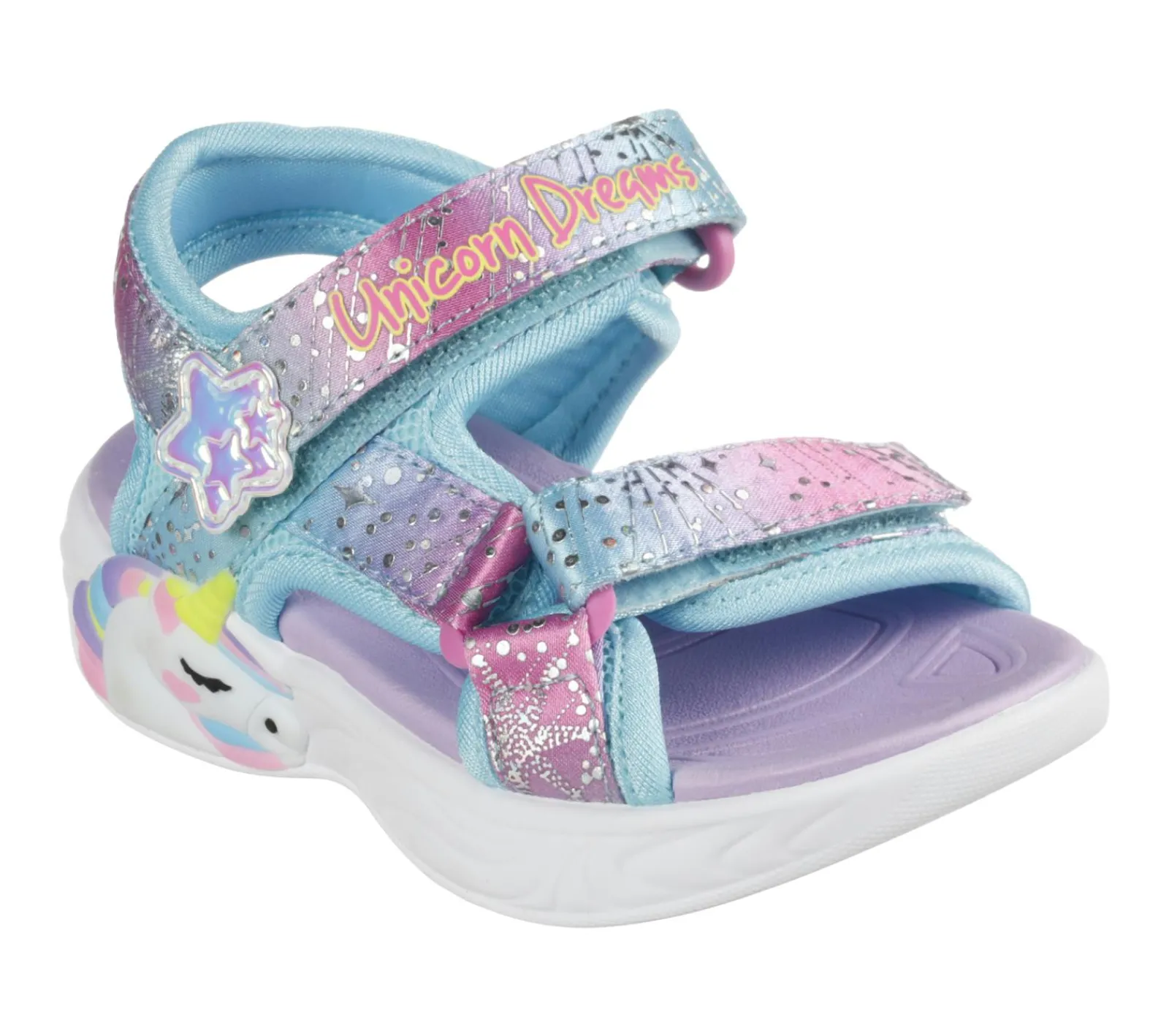 Calçado Sem Atacadores|Luzes-SKECHERS Unicorn Dreams - Majestic Bliss ROXO / MULTICOR