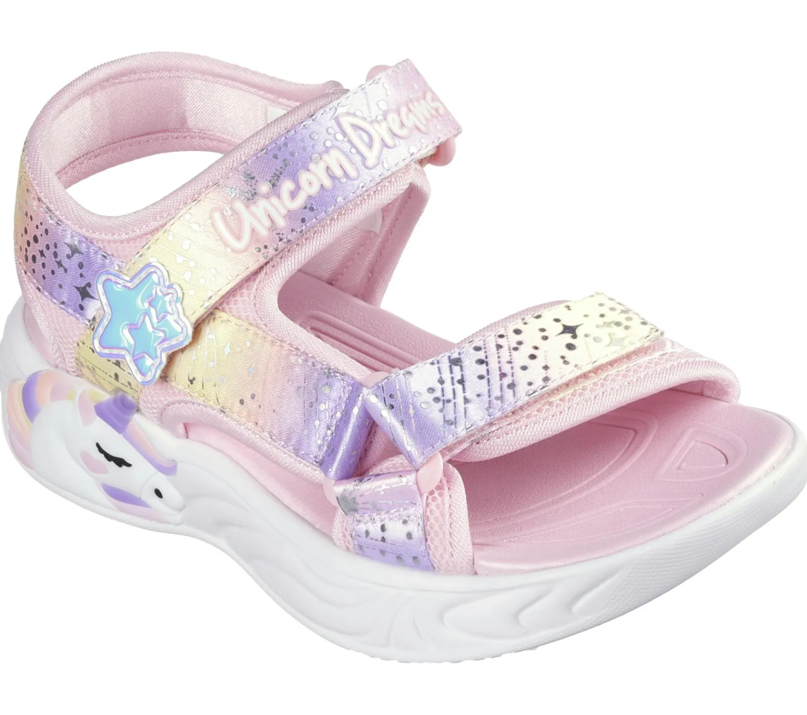 Calçado Sem Atacadores|Luzes-SKECHERS Unicorn Dreams - Majestic Bliss ROSA CLARO
