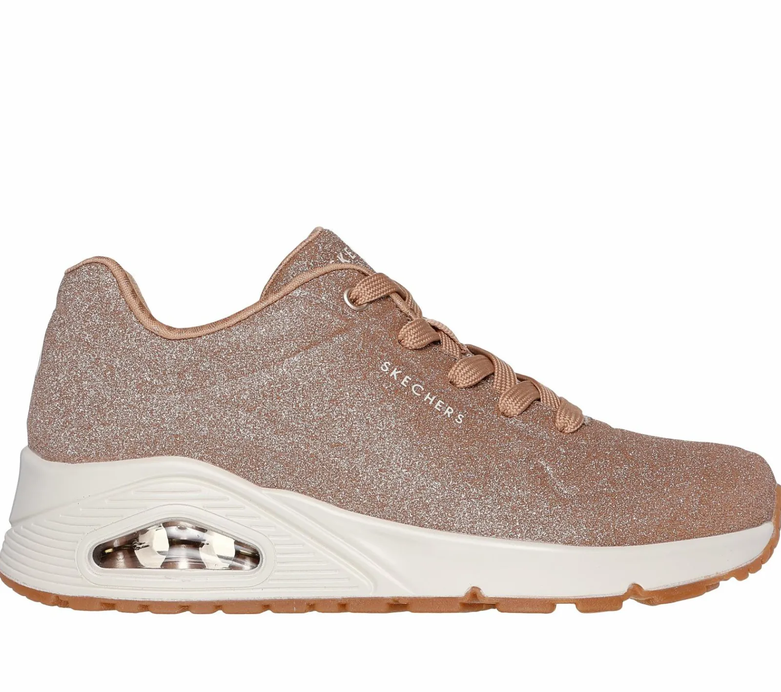 Com Atacadores|Sapatilhas Casuais-SKECHERS Uno - Glitter Bomb ROSA / DOURADO