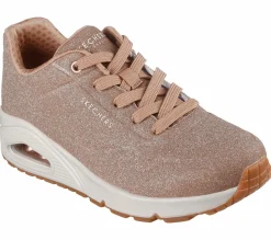 Com Atacadores|Sapatilhas Casuais-SKECHERS Uno - Glitter Bomb ROSA / DOURADO