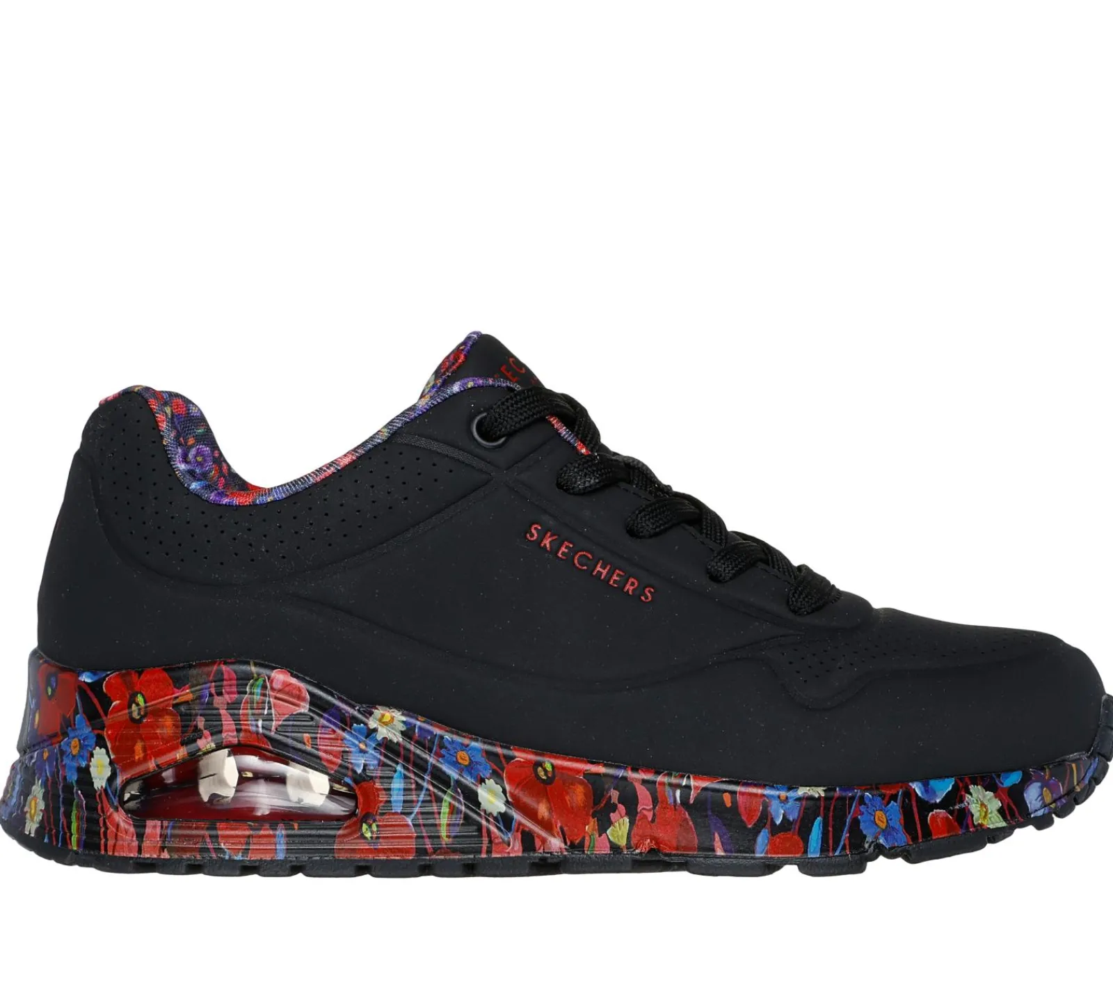 Com Atacadores|Sapatilhas Casuais-SKECHERS Uno - Majestic Garden PRETO / MULTICOR