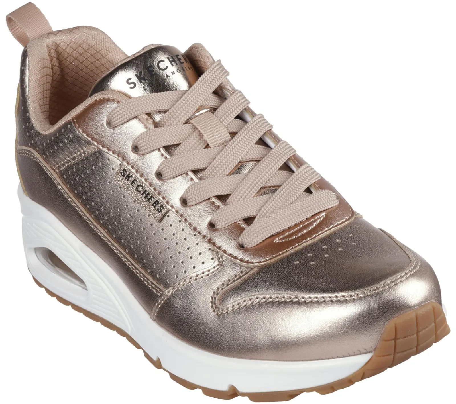 Com Atacadores|Sapatilhas Casuais-SKECHERS Uno - Metallixs ROSA / DOURADO