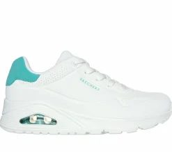 Com Atacadores|Sapatilhas Casuais-SKECHERS Uno - Pop Back BRANCO / MENTA