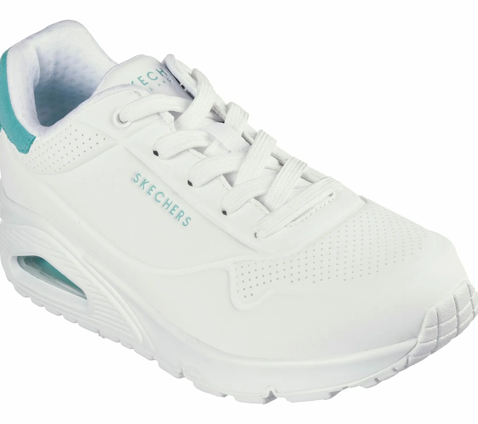 Com Atacadores|Sapatilhas Casuais-SKECHERS Uno - Pop Back BRANCO / MENTA