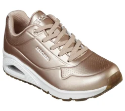 Com Atacadores|Sapatilhas-SKECHERS Uno - Rose Bold ROSA / DOURADO