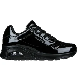Com Atacadores|Sapatilhas Casuais-SKECHERS Uno - Shiny One PRETO