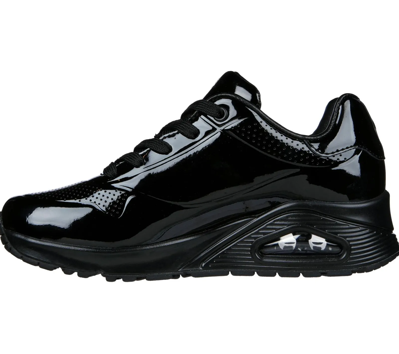 Com Atacadores|Sapatilhas Casuais-SKECHERS Uno - Shiny One PRETO
