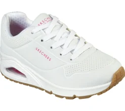 Com Atacadores|Sapatilhas-SKECHERS Uno - Stand On Air BRANCO / ROSA CHOQUE