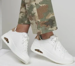 Com Atacadores|Sapatilhas Casuais-SKECHERS Uno Court - Courted Air BRANCO