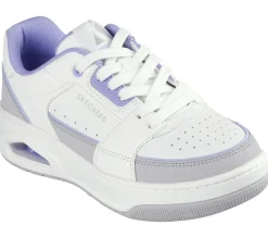 Com Atacadores|Sapatilhas Casuais-SKECHERS Uno Court - Courted Style BRANCO / LAVANDA